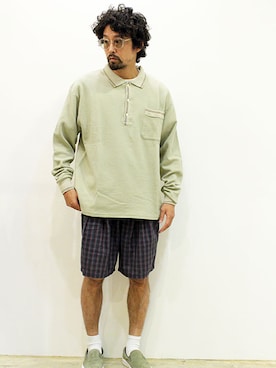 「アイテム（スリッポン）」を使った、nakajiさん（メンズ・168cm）の夏コーディネート