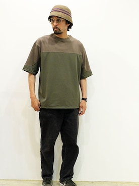 「THE FABRICのアイテム」を使った、nakajiさん（メンズ・168cm）の夏コーディネート