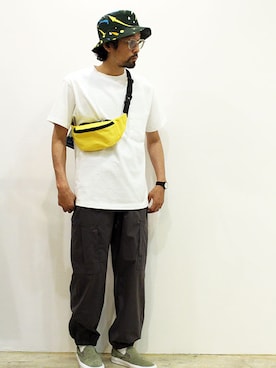 「アイテム（カーゴパンツ、グレー系）」を使った、nakajiさん（メンズ・168cm）の夏コーディネート