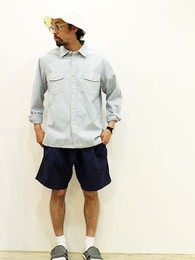 「blueover（ブルーオーバー）のアイテム」を使った、nakajiさん（メンズ・168cm）の夏コーディネート