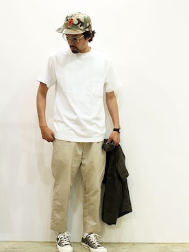 「ポケットＴシャツ」｜「アイテム（トップス）」を使った、nakajiさん（メンズ・168cm）の夏コーディネート