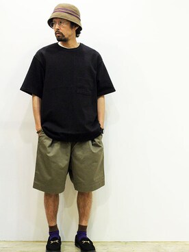 「MANEBU（マネブ）のアイテム（ローファー）」を使った、nakajiさん（メンズ・168cm）の夏コーディネート