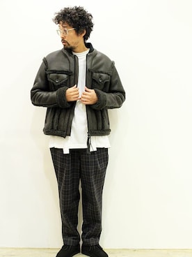 「MANEBU（マネブ）のアイテム（モカシン/デッキシューズ）」を使った、nakajiさん（メンズ・168cm）の冬コーディネート