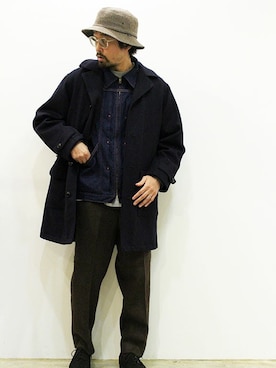 「MANEBU（マネブ）のアイテム（モカシン/デッキシューズ）」を使った、nakajiさん（メンズ・168cm）の冬コーディネート
