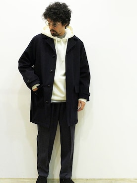 「MANEBU（マネブ）のアイテム（モカシン/デッキシューズ）」を使った、nakajiさん（メンズ・168cm）の冬コーディネート