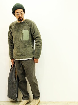 「MANEBU（マネブ）のアイテム（モカシン/デッキシューズ）」を使った、nakajiさん（メンズ・168cm）の冬コーディネート