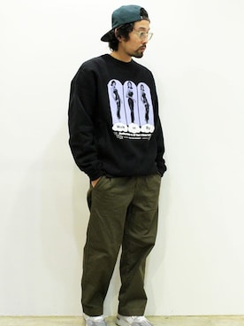 「MANUAL ALPHABET（マニュアル アルファベット）のアイテム（チノパンツ）」を使った、nakajiさん（メンズ・168cm）の春コーディネート