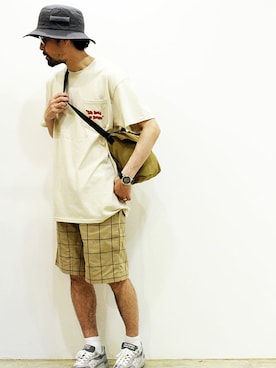「NECESSARY or UNNECESSARY（ネセサリーオアアンネセサリー）のアイテム（パンツ）」を使った、nakajiさん（メンズ・168cm）の夏コーディネート