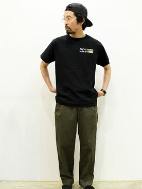 「MANUAL ALPHABET（マニュアル アルファベット）のアイテム（チノパンツ）」を使った、nakajiさん（メンズ・168cm）の夏コーディネート