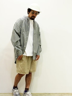 「くすみカラー」｜「アイテム（キャップ）」を使った、nakajiさん（メンズ・168cm）の夏コーディネート