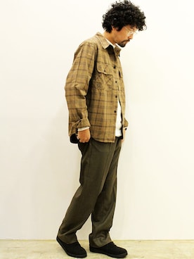 「MANEBU（マネブ）のアイテム」を使った、nakajiさん（メンズ・168cm）の秋コーディネート