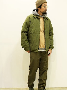 「NECESSARY or UNNECESSARY（ネセサリーオアアンネセサリー）のアイテム（ジャケット/アウター）」を使った、nakajiさん（メンズ・168cm）の秋コーディネート