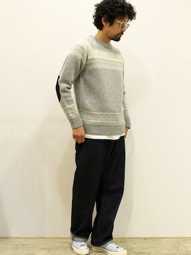 「NECESSARY or UNNECESSARY（ネセサリーオアアンネセサリー）のアイテム（パンツ）」を使った、nakajiさん（メンズ・168cm）の冬コーディネート