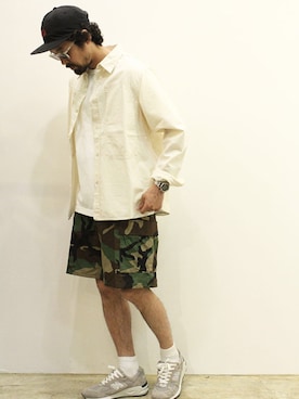 「THE FABRICのアイテム」を使った、nakajiさん（メンズ・168cm）の夏コーディネート