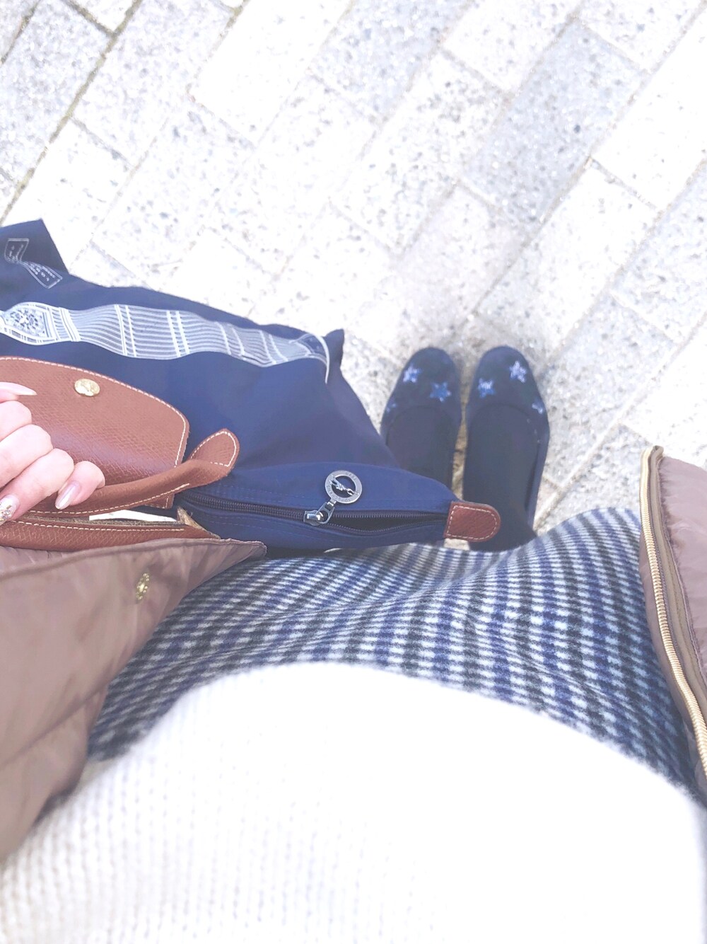 「nano・universe、西川ダウン、MACKINTOSH PHILOSOPHY、IENA、HILLSAVENUE、LONGCHAMP、低身長、大人カジュアル、おしゃれさんと繋がりたい」｜「IENAのWフェイスリバーシブルミニ丈スカート◆（スカート、ブルー系）」を使った、ｎａｏ⋆′◡͐‵⋆さん（レディース・147cm）の夏コーディネートの1枚目の写真