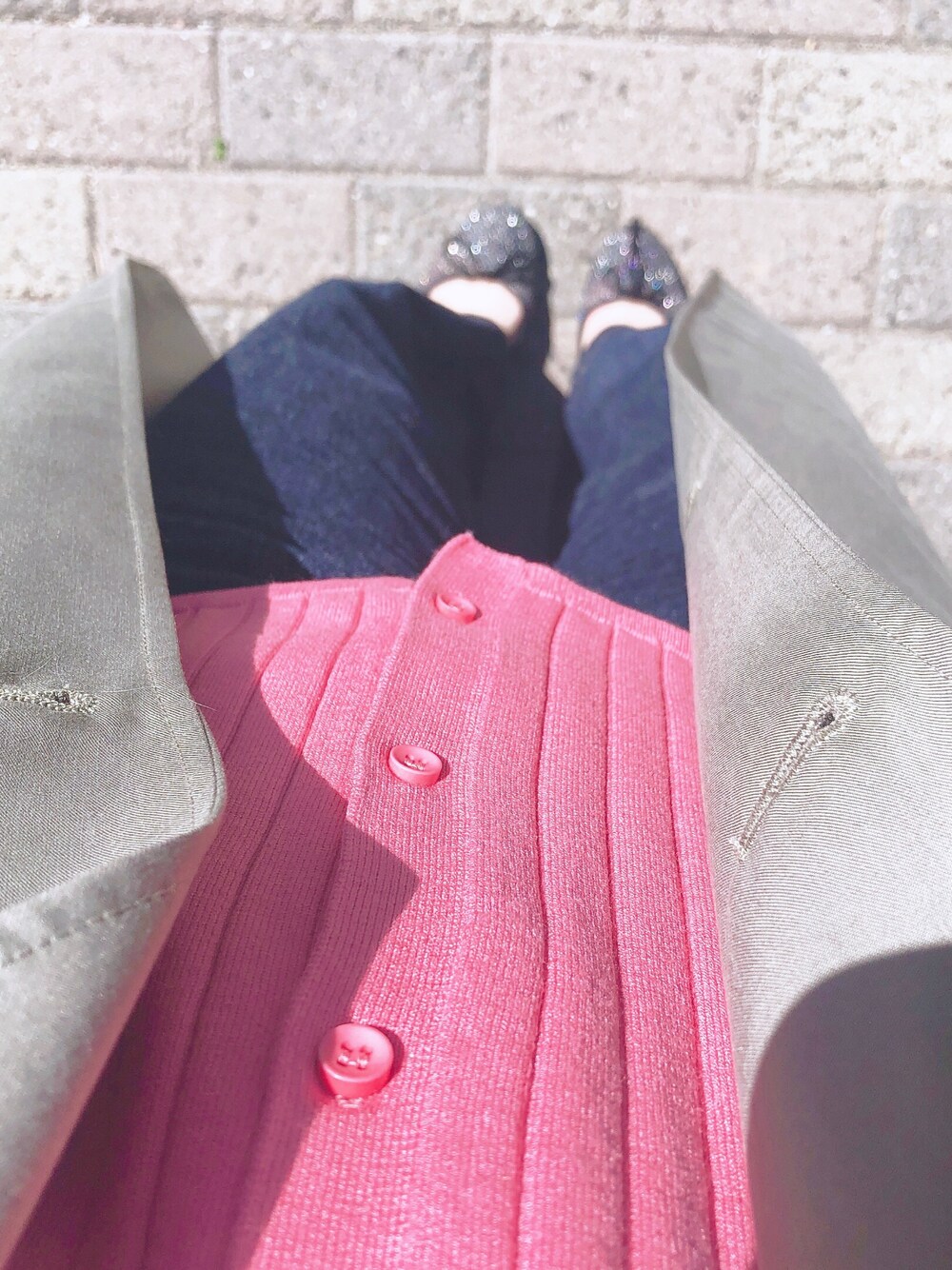 「socolla、Mila Owen、UNIQLO、UNIQLO U、prettyballerinas、ピンク、低身長、大人カジュアル、おしゃれさんと繋がりたい」｜「Mila Owenのハイゲージリブニット短丈カーディガン（カーディガン/ボレロ、ピンク系）」を使った、ｎａｏ⋆′◡͐‵⋆さん（レディース・147cm）の夏コーディネートの1枚目の写真