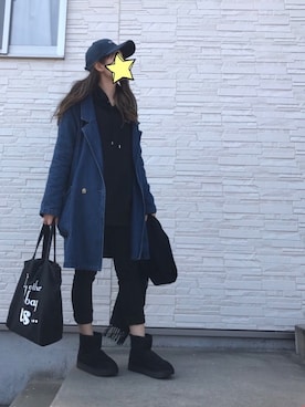 「WORKS（ワークス）のアイテム（パンツ）」を使った、えりんぎさん（レディース・160cm）の冬コーディネート