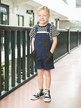 「BRANSHES（ブランシェス）のアイテム（オールインワン・サロペット）」を使った、BRANSHESさん（キッズ・110cm）の春コーディネート