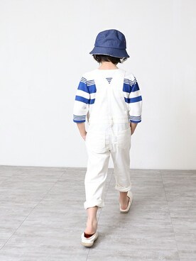 「BRANSHES（ブランシェス）のアイテム（オールインワン・サロペット）」を使った、BRANSHESさん（キッズ・110cm）の春コーディネート