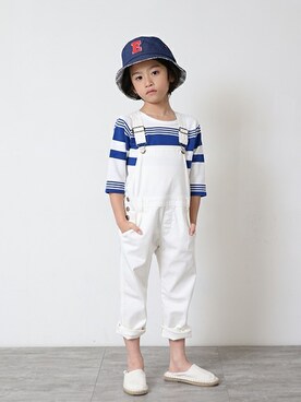 「BRANSHES（ブランシェス）のアイテム（オールインワン・サロペット）」を使った、BRANSHESさん（キッズ・110cm）の春コーディネート