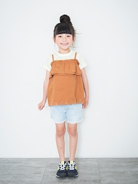 「RADCHAP（ラッドチャップ）のアイテム（キャミソール）」を使った、BRANSHESさん（キッズ・117cm）の夏コーディネート