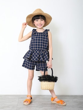 「BRANSHES（ブランシェス）のアイテム（チュニック）」を使った、BRANSHESさん（キッズ・114cm）の夏コーディネート