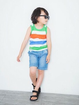 「RADCHAP（ラッドチャップ）のアイテム（タンクトップ）」を使った、BRANSHESさん（キッズ・114cm）の夏コーディネート