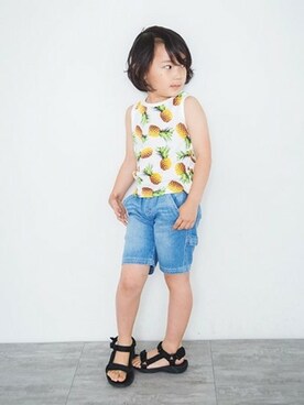 「RADCHAP（ラッドチャップ）のアイテム（タンクトップ）」を使った、BRANSHESさん（キッズ・114cm）の夏コーディネート