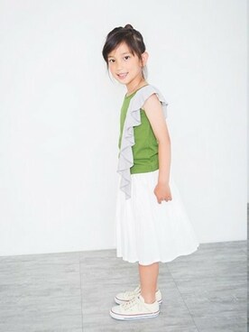 「RADCHAP（ラッドチャップ）のアイテム（タンクトップ）」を使った、BRANSHESさん（キッズ・116cm）の夏コーディネート