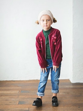 「BRANSHES（ブランシェス）のアイテム（その他アウター）」を使った、BRANSHESさん（キッズ・107cm）の秋コーディネート