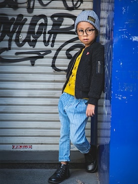 「RADCHAP（ラッドチャップ）のアイテム（MA-1）」を使った、BRANSHESさん（キッズ・112cm）の秋コーディネート