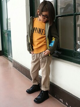 「BRANSHES（ブランシェス）のアイテム（その他アウター）」を使った、BRANSHESさん（キッズ・112cm）の秋コーディネート