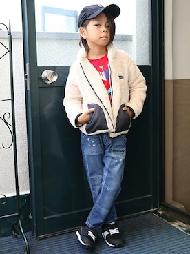 「BRANSHES（ブランシェス）のアイテム（その他アウター）」を使った、BRANSHESさん（キッズ・112cm）の秋コーディネート