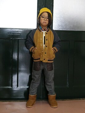 「BRANSHES（ブランシェス）のアイテム（ブルゾン）」を使った、BRANSHESさん（キッズ・112cm）の冬コーディネート