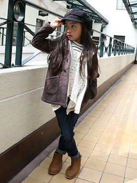 「kids」｜「アイテム（ダッフルコート）」を使った、BRANSHESさん（キッズ・114cm）の秋コーディネート