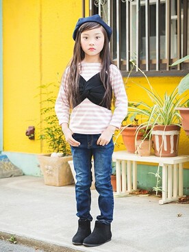 「BRANSHES（ブランシェス）のアイテム（ハンチング/ベレー帽）」を使った、BRANSHESさん（キッズ・114cm）の秋コーディネート