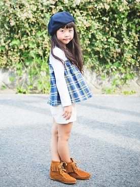 「BRANSHES（ブランシェス）のアイテム（ハンチング/ベレー帽）」を使った、BRANSHESさん（キッズ・112cm）の秋コーディネート