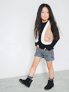 「アイテム（ベスト）」を使った、BRANSHESさん（キッズ・109cm）の秋コーディネート