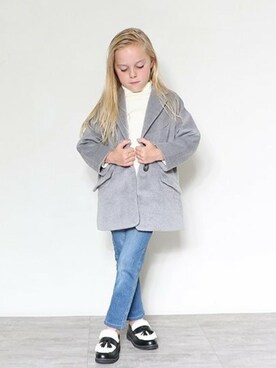 「BRANSHES（ブランシェス）のアイテム（チェスターコート）」を使った、BRANSHESさん（キッズ・110cm）の秋コーディネート