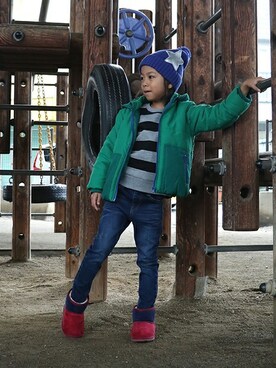 「BRANSHES（ブランシェス）のアイテム（ブルゾン）」を使った、BRANSHESさん（キッズ・112cm）の冬コーディネート