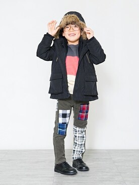 「アイテム（ミリタリージャケット）」を使った、BRANSHESさん（キッズ・110cm）の冬コーディネート