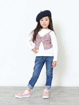 「BRANSHES（ブランシェス）のアイテム（ハンチング/ベレー帽）」を使った、BRANSHESさん（キッズ・109cm）の冬コーディネート