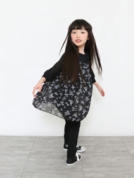 「BRANSHES（ブランシェス）のアイテム（チュニック）」を使った、BRANSHESさん（キッズ・117cm）の冬コーディネート