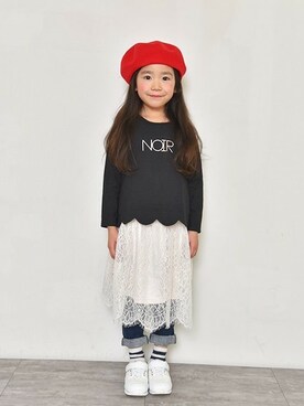 「BRANSHES（ブランシェス）のアイテム（ハンチング/ベレー帽）」を使った、BRANSHESさん（キッズ・109cm）の冬コーディネート