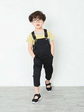 「BRANSHES（ブランシェス）のアイテム（オールインワン・サロペット）」を使った、BRANSHESさん（キッズ・110cm）の春コーディネート