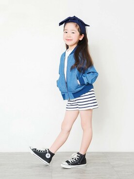 「BRANSHES（ブランシェス）のアイテム（ブルゾン）」を使った、BRANSHESさん（キッズ・109cm）の春コーディネート
