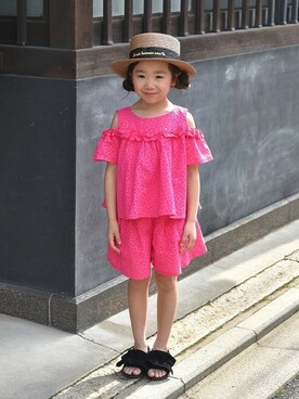 「BRANSHES（ブランシェス）のアイテム（チュニック）」を使った、BRANSHESさん（キッズ・109cm）の春コーディネート