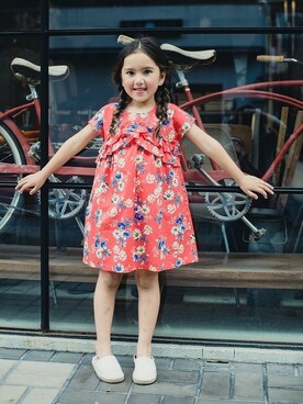 「RADCHAP（ラッドチャップ）のアイテム（ワンピース）」を使った、BRANSHESさん（キッズ・111cm）の春コーディネート