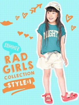 「RADCHAP（ラッドチャップ）のアイテム（帽子）」を使った、BRANSHESさん（キッズ・108cm）の夏コーディネート