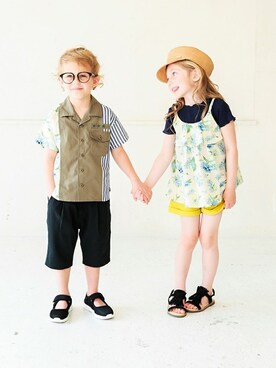 「BRANSHES（ブランシェス）のアイテム（チュニック）」を使った、BRANSHESさん（キッズ・111cm）の夏コーディネート